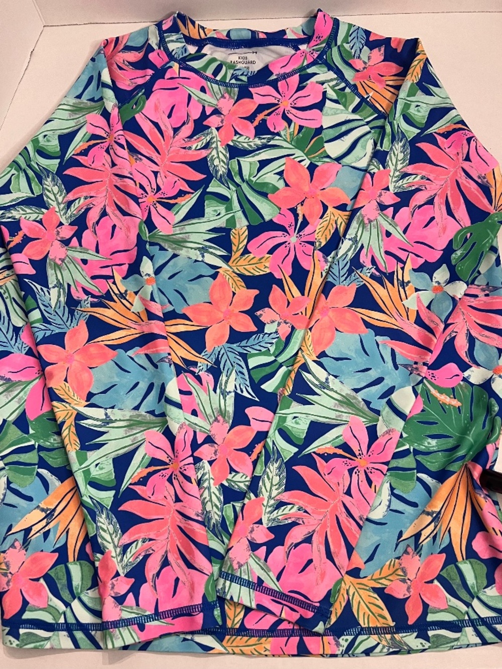 Girl’s 10/12 Tropical Floral Rashguard Swim Shirt